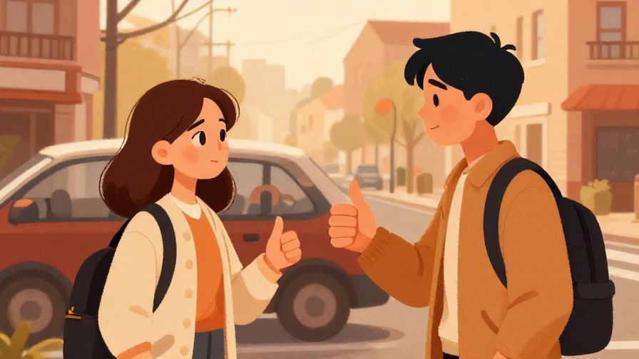 Illustration%20of%20a concerned friend giving a thumbs-up to a driver before they leave, with warm tones and a cozy street scene