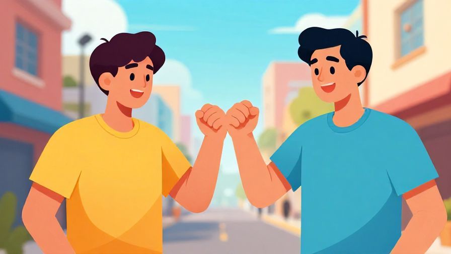 Illustration%20of%20a confident buddy fist-bumping another with a vibrant, energetic street background