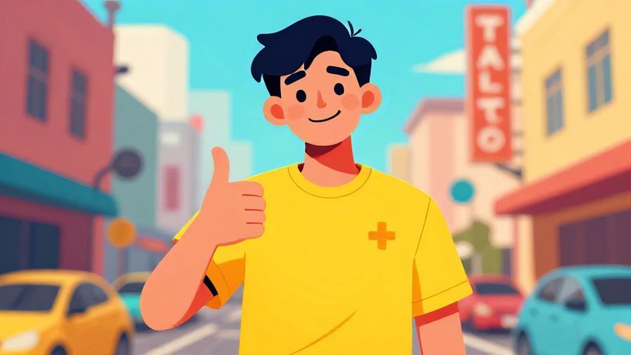 Illustration%20of%20a confident person giving a thumbs-up with a cheeky smile, bright colors, urban background, illustrated style