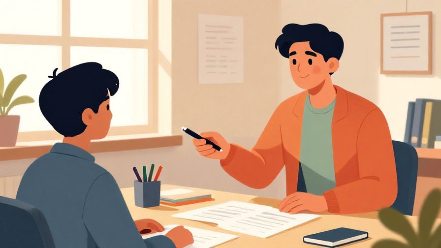 Illustration%20of%20a confident person handing a pen to another in a bright office, natural sunlight, vibrant colors, illustrated style