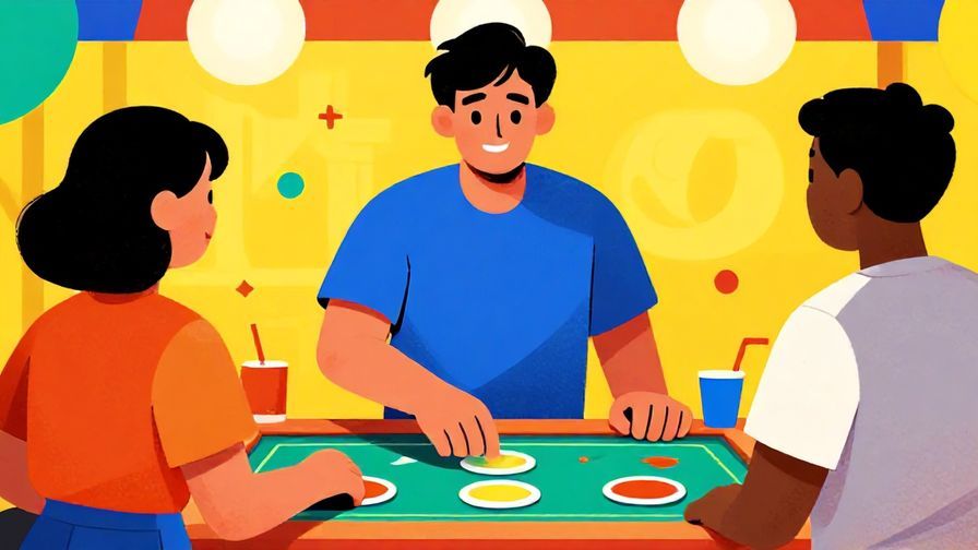 Illustration%20of%20a confident person placing a bet at a game stall, bold and vibrant colors, illustrated style