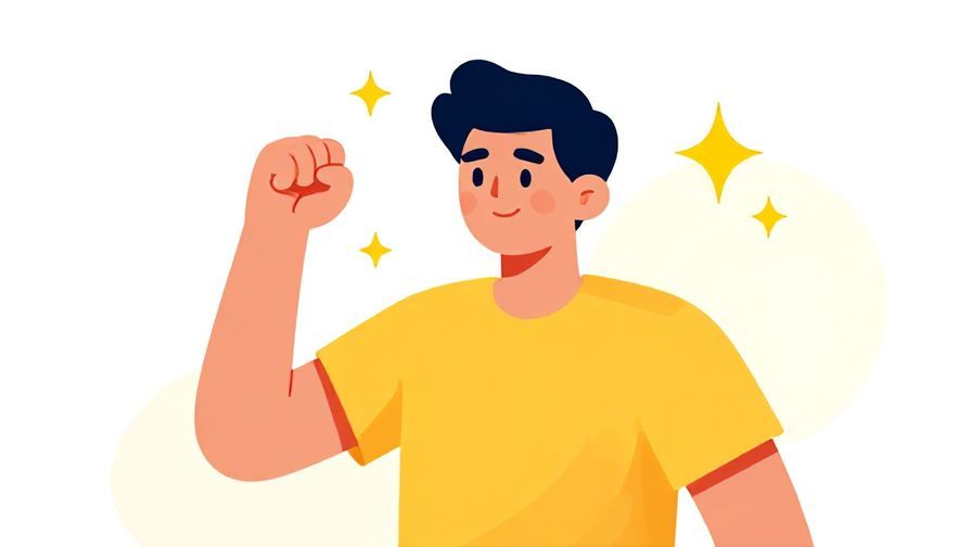Illustration%20of%20a confident person pumping their fist with sparkles around, vibrant colors, illustrated style