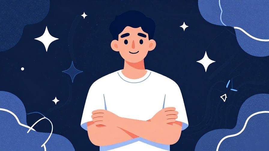 Illustration%20of%20a confident person with arms crossed and a slight smile, set against a backdrop of stars and abstract shapes symbolizing certainty, illustrated style