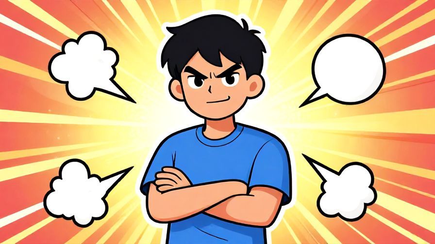 Illustration%20of%20a confident person with arms crossed and a determined smile, surrounded by cartoonish action lines, vibrant colors