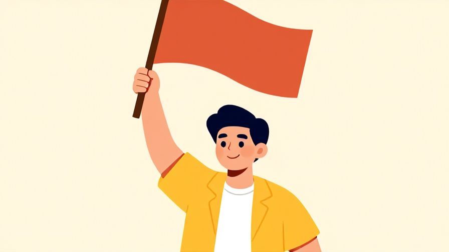 Illustration%20of%20a confident person%20holding%20a%20flag%20high%20with%20victory%20pose%2C%20warm%20colors%2C%20casual%20illustrated%20style