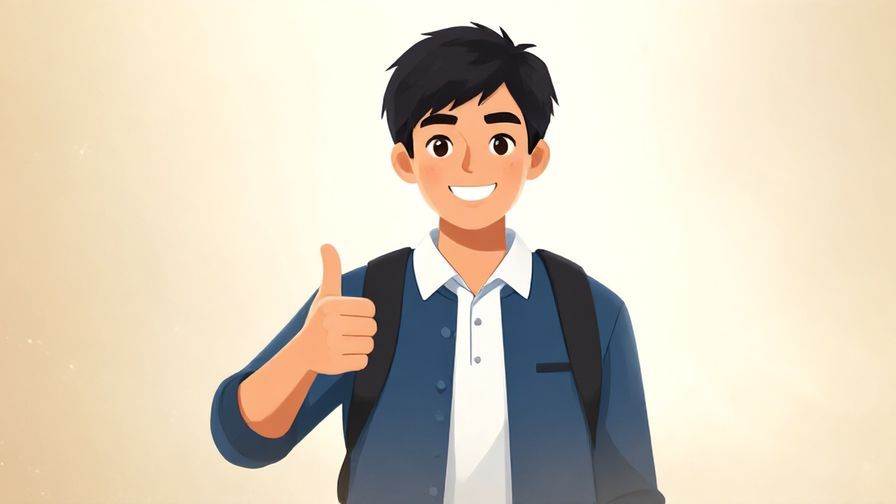 Illustration%20of%20a confident student smiling with a thumbs-up and bright, hopeful rays in the background
