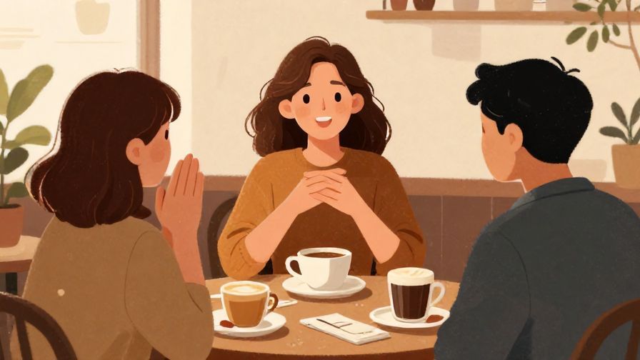 Illustration%20of%20a confident winner speaking with friends nodding in agreement, cozy cafe setting, illustrated style