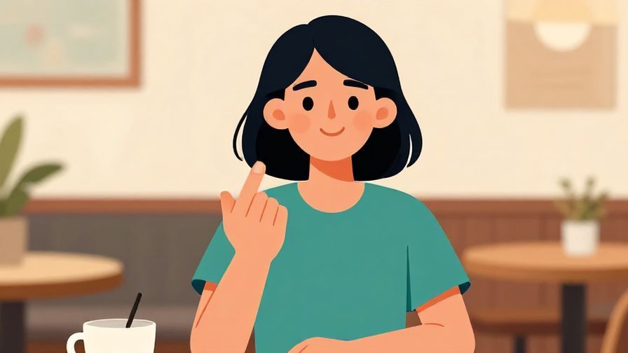 Illustration%20of%20a confident woman with a slight smile, making a reassuring gesture with one hand, background of a casual cafe, bright colors, illustrated style