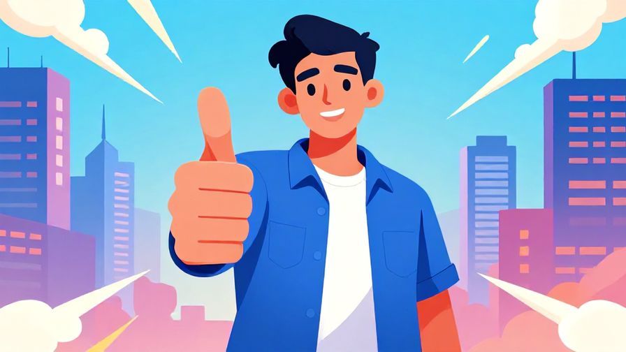 Illustration%20of%20a confident young man giving a thumbs-up with a cityscape in the background.%20Bright%20and%20dynamic%20illustrated%20style
