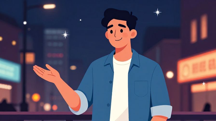 Illustration%20of%20a confident young man introducing himself with a smirk%2c urban nighttime background%2c bold colors%2c illustrated style