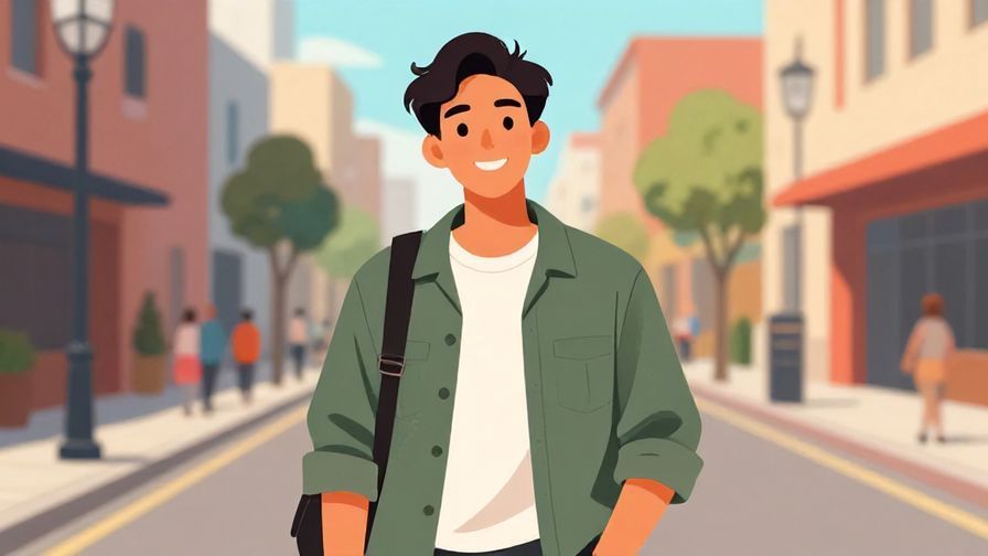 Illustration%20of%20a confident young man with a casual smile in a street setting, relaxed posture, vibrant urban colors