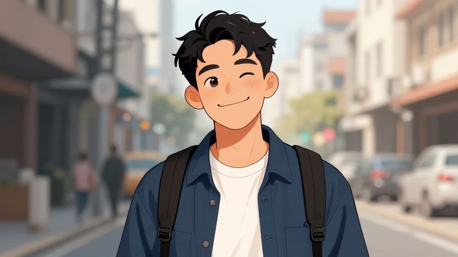 Illustration%20of%20a confident young man with a playful smirk, casual urban background