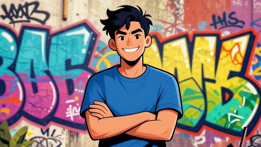 Illustration%20of%20a confident young person with a cocky grin and crossed arms, graffiti wall background, bright street colors, illustrated style