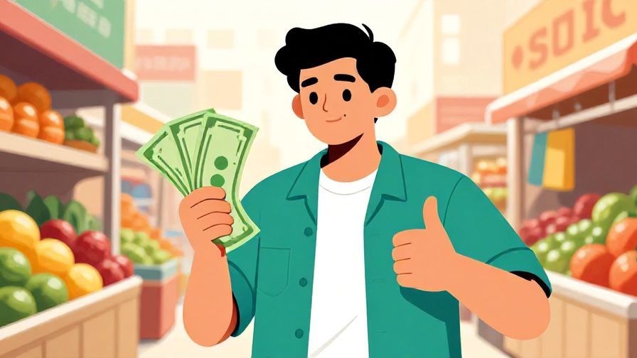 Illustration%20of%20a confident%20person%20holding%20cash%20with%20a%20thumbs-up%20in%20a%20market%20setting%2C%20vibrant%20colors%2C%20illustrated%20style