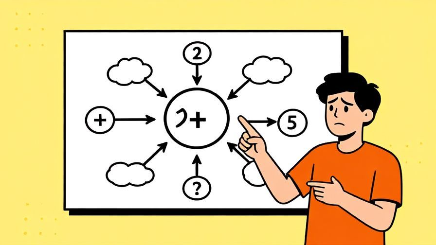Illustration%20of%20a confused person pointing at a confusing diagram, bright colors, casual vibe
