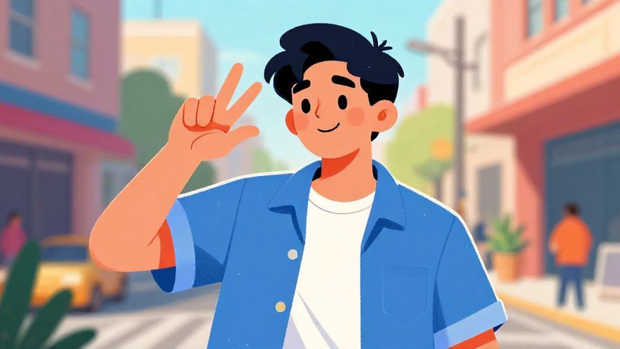 Illustration%20of%20a cool, relaxed person making a casual hand gesture, urban casual background, vibrant colors, illustrated style