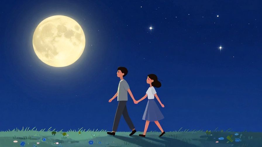 Illustration%20of%20a couple walking hand in hand under a glowing moonlit sky, with soft stars above and a feeling of calm certainty, vibrant colors