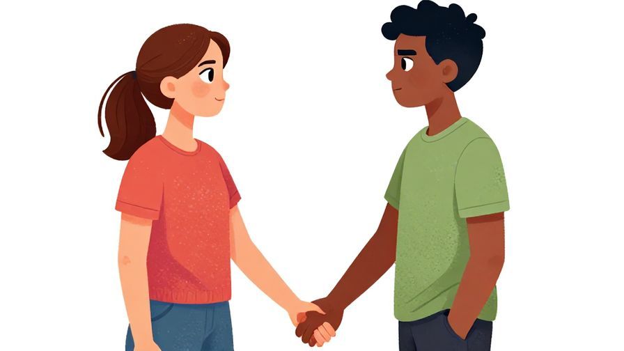 Illustration%20of%20a couple%20facing%20each%20other%20with%20determined%20faces%20but%20holding%20hands%2C%20casual%20and%20relatable%20style%2C%20vibrant%20colors%2C%20illustrated%20style