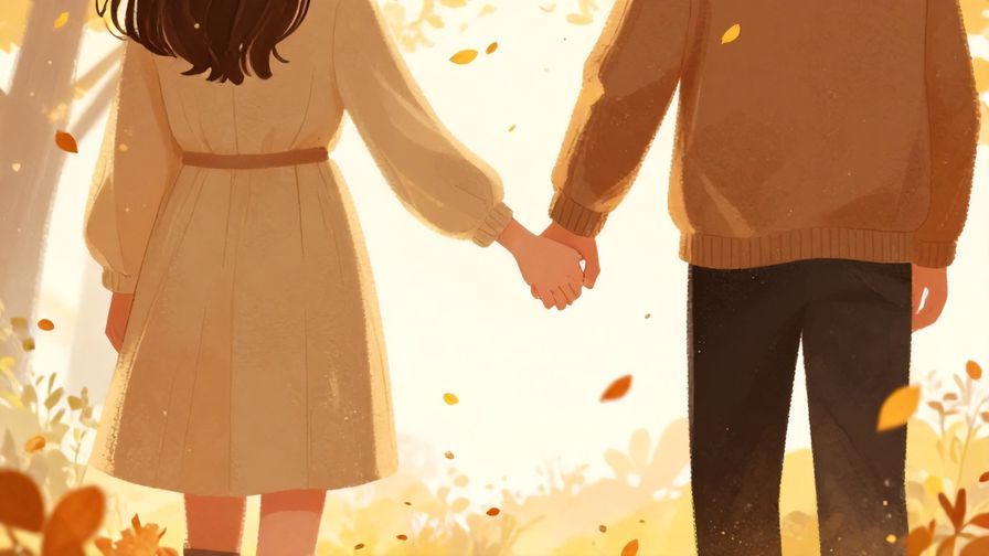 Illustration%20of%20a couple%20holding%20hands%20underneath%20falling%20autumn%20leaves%2C%20romantic%20and%20hopeful%20vibe%2C%20warm%20colors%2C%20illustrated%20style