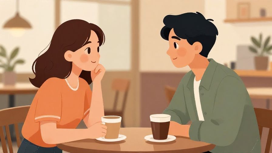 Illustration%20of%20a courteous%20conversation%20between%20two%20people%20in%20a%20quiet%20cafe%20setting%20with%20soft%20focus%20and%20warm%20colors%2C%20illustrated%20style