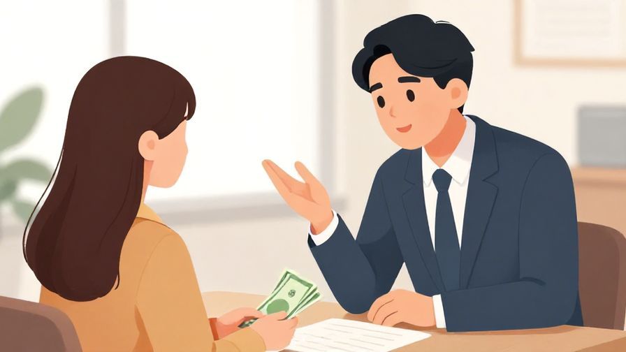 Illustration%20of%20a courteous%20customer%20asking%20a%20question%20with%20slight%20bow%20while%20holding%20cash%20in%20a%20formal%20setting%2C%20bright%20colors%2C%20illustrated%20style