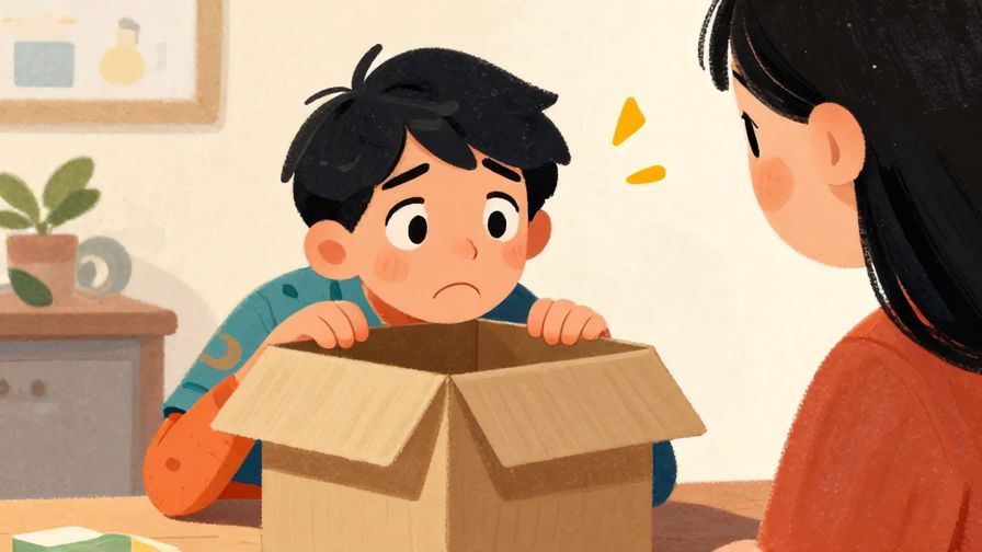 Illustration%20of%20a curious person peeking inside a box with a lighthearted expression, gentle warning from a friend nearby, vibrant colors, illustrated style