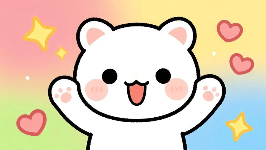 Illustration%20of%20a cute character introducing themselves with a cheerful expression%2c colorful background with stars and hearts%2c illustrated style