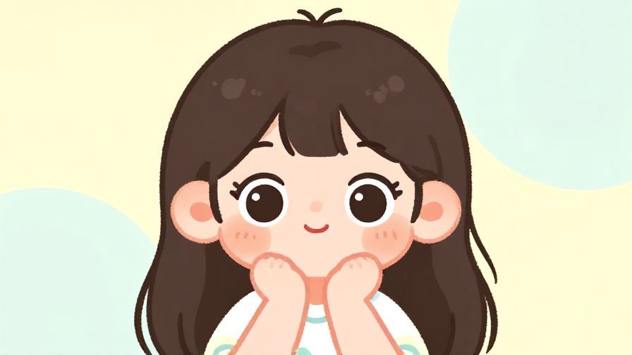 Illustration%20of%20a cute character with big eyes, hands clasped, blushing cheeks, pastel background, illustrated style