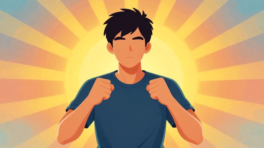 Illustration%20of%20a determined character with clenched fists, standing strong in a sunrise background, vibrant and motivational