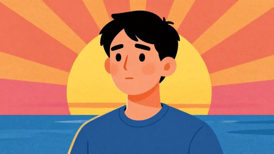 Illustration%20of%20a determined person looking forward confidently, with a sunrise background symbolizing new beginnings, vibrant colors, illustrated style