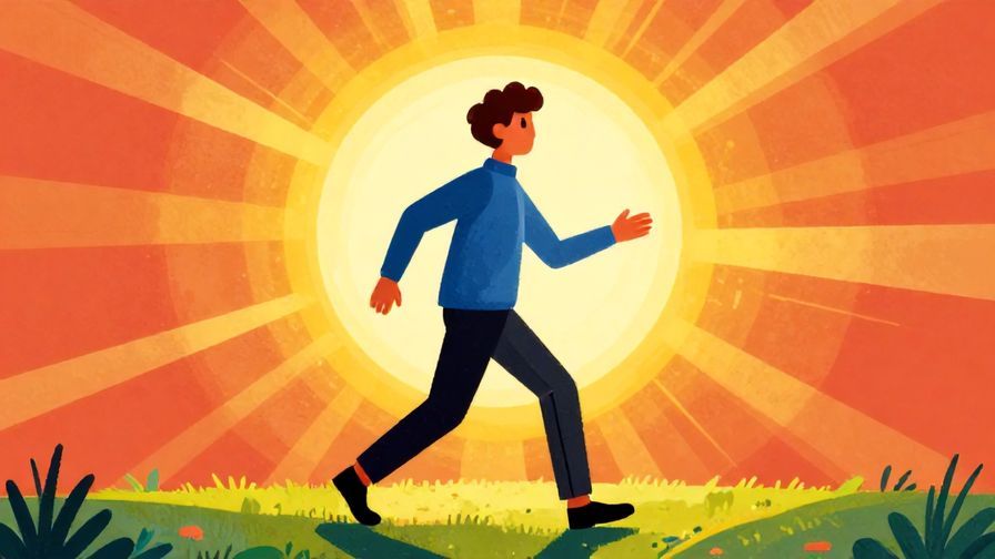 Illustration%20of%20a determined person stepping forward confidently into sunlight, symbolizing new beginnings, vibrant colors, illustrated style