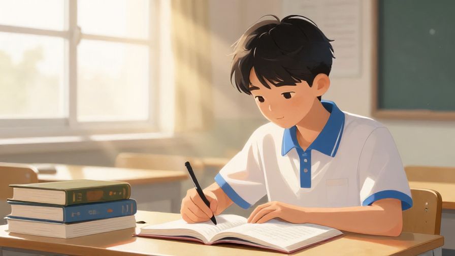 Illustration%20of%20a determined student focusing on study with books and warm sunlight streaming in