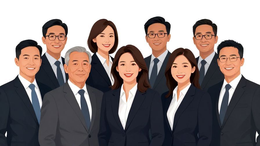 Illustration%20of%20a dignified group photo of colleagues smiling after success, formal setting