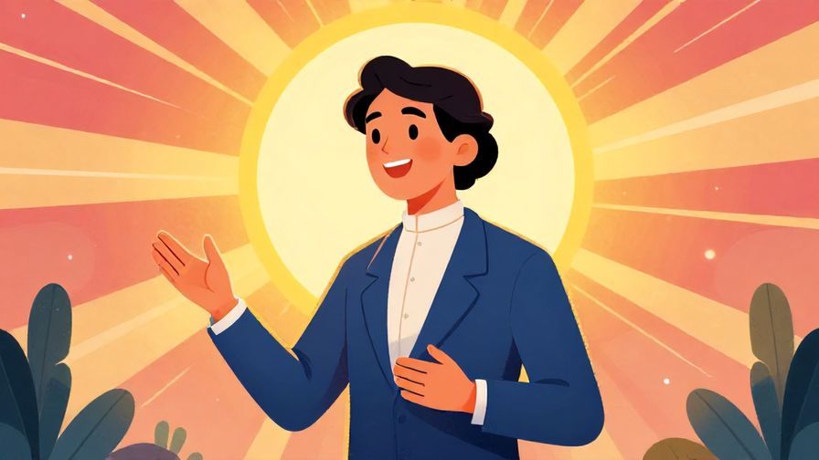 Illustration%20of%20a dignified person speaking gracefully with a glowing sun behind, rays intensifying in an elegant setting%2C%20vibrant%20colors%2C%20illustrated%20style