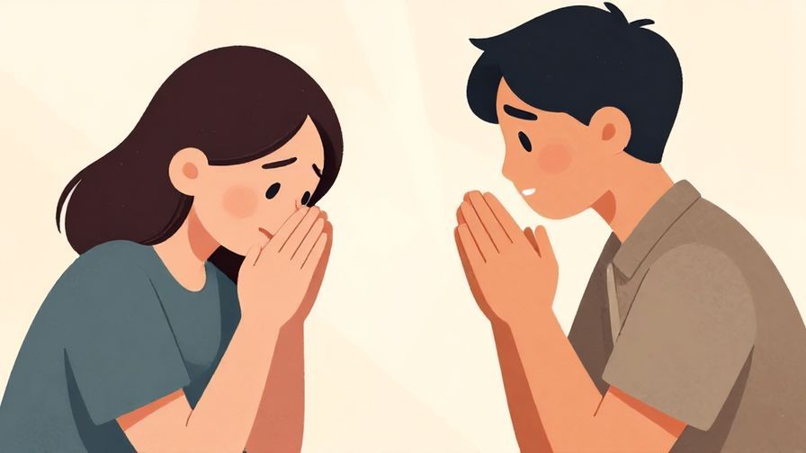 Illustration%20of%20a distressed person clasping hands together, pleading for help%2C soft background with light rays, illustrated style