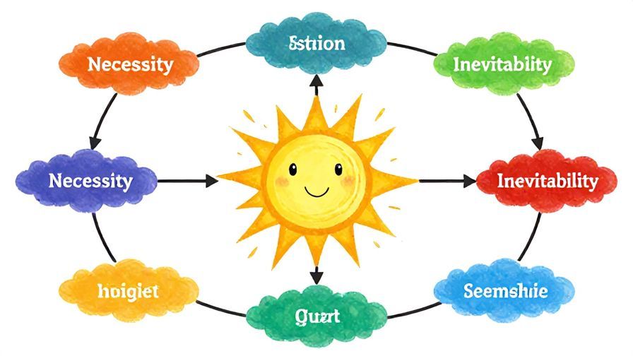 Illustration%20of%20a flowchart%20of%20events%20leading%20to%20a%20bright%20goal%2C%20symbolizing necessity and inevitability%2C%20vibrant%20colors%2C%20illustrated%20style