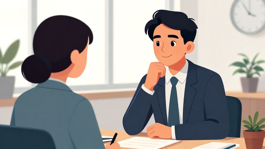 Illustration%20of%20a formal business person politely asking for patience with a gentle smile, modern office background, detailed and vibrant colors