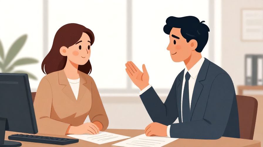 Illustration%20of%20a formal discussion with subtle tension between two people, office setting, illustrated style