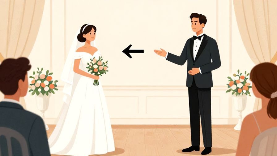 Illustration%20of%20a formal event with a well-dressed host politely indicating a left turn, elegant indoor setting, illustrated style