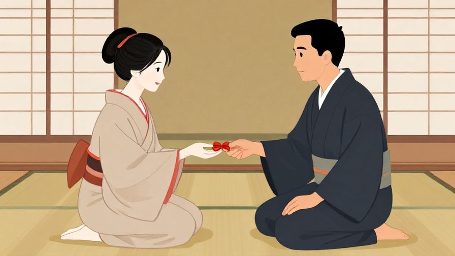 Illustration%20of%20a formal meeting with bows exchanged in a traditional Japanese room, calm colors, illustrated style