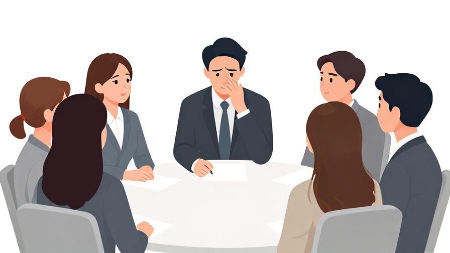 Illustration%20of%20a formal meeting%20where one person looks tense%20while others try to relax%2C%20subtle%20colors