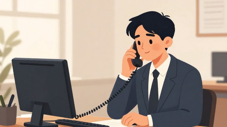 Illustration%20of%20a formal phone call scene, a respectful person speaking politely on the phone in a calm office environment, soft lighting, illustrated style