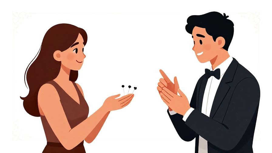 Illustration%20of%20a formal setting with a person politely asking permission to decide by rock paper scissors, elegant background, illustrated style