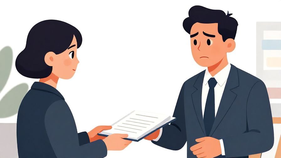 Illustration%20of%20a formal setting with a person handing over documents urgently, serious expressions, bright colors, illustrated style