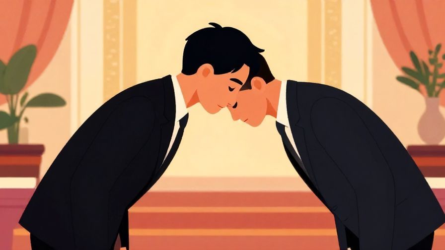 Illustration%20of%20a formal setting%2C%20a person bowing slightly with a polite but firm expression%2C elegant%20interior%20background%2C%20vibrant%20colors