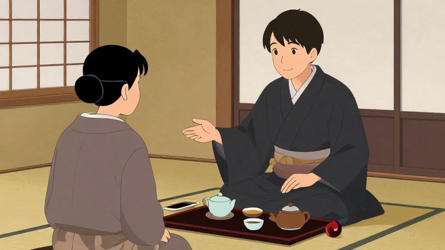 Illustration%20of%20a formal tea room%2C%20a person politely gesturing to another to take their turn%2C%20traditional%20Japanese%20interior%2C%20soft%20lighting