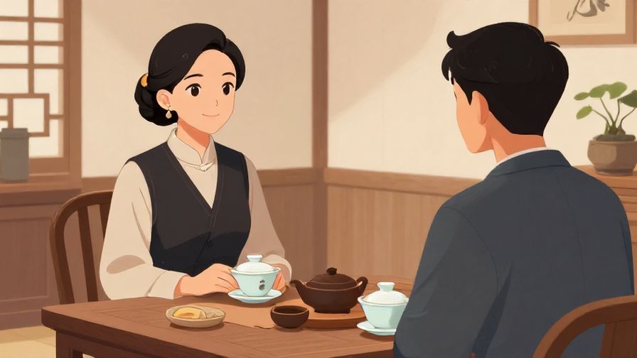 Illustration%20of%20a formally dressed person politely asking about someone’s well-being, traditional tea room setting