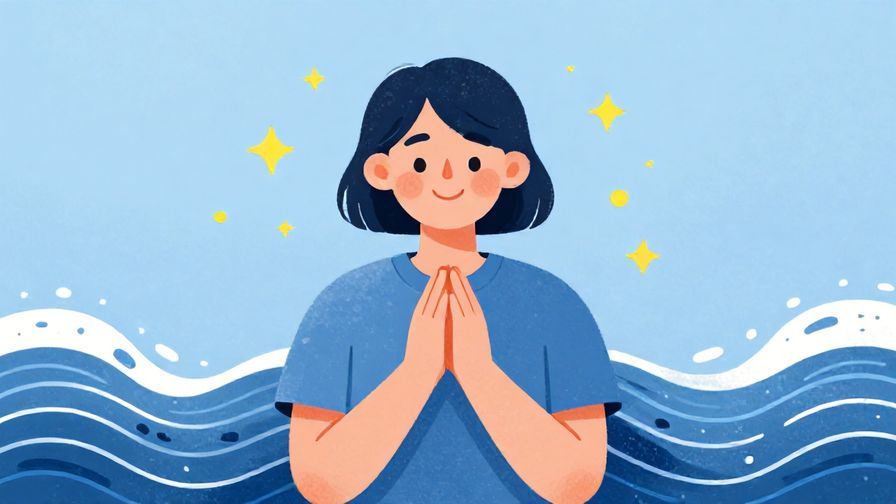 Illustration%20of%20a friendly person smiling while making a request, surrounded by stars and gentle waves, illustrated style