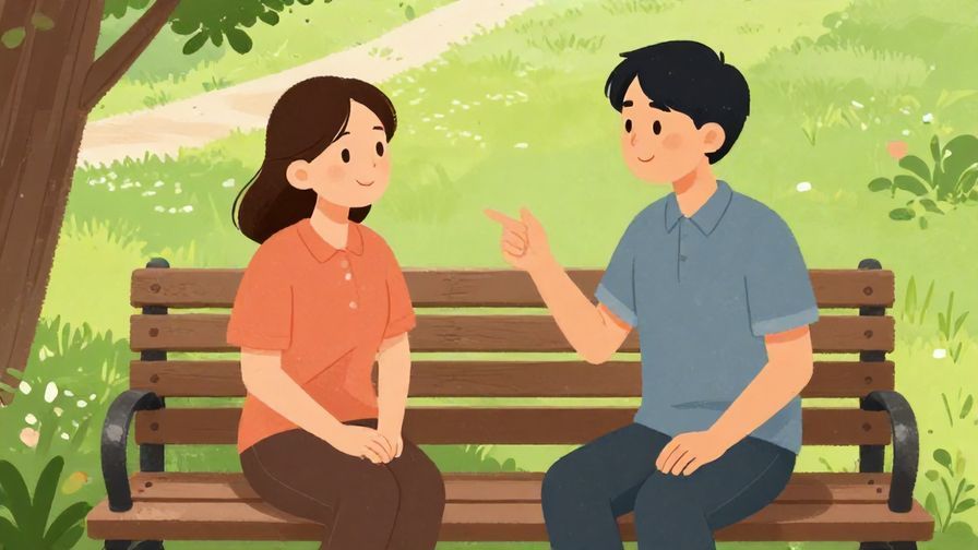Illustration%20of%20a friendly warning scene, one person advising another with a kind expression, park bench setting, illustrated style