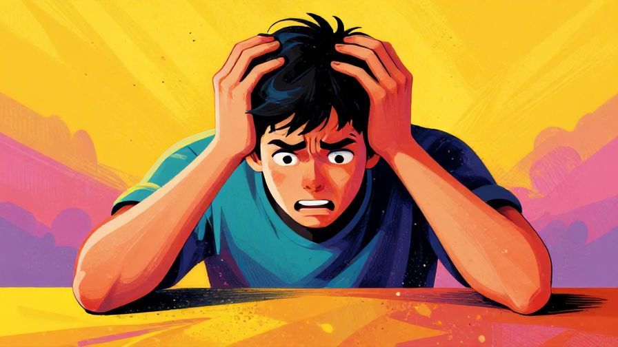 Illustration%20of%20a frustrated person slamming their hand on a table%2C intense expression%2C colorful and bold style